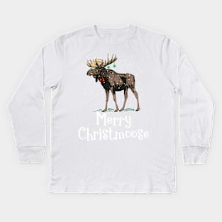 Merry Christmoose Kids Long Sleeve T-Shirt